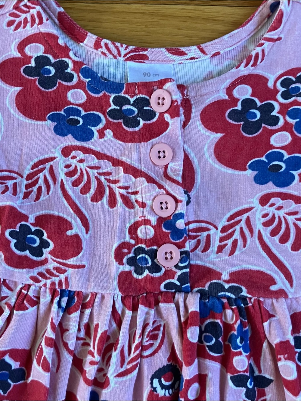 Hanna Andersson Pink Blue Floral Cotton 3-Button Long Sleeve Play Dress 90 3T - Picture 3 of 16
